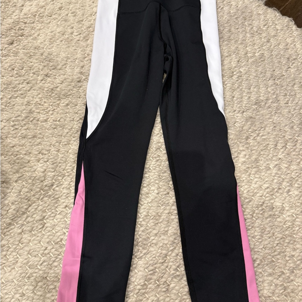 ZYIA Black Leggings with Pink and White Accents